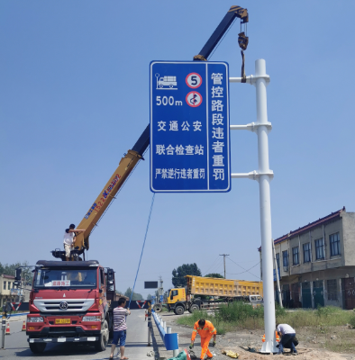 通辽双悬臂标志杆、交通标志杆制作、门架立柱加工厂家